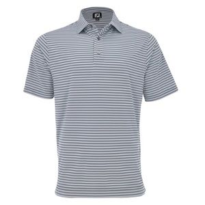 FootJoy Mens Polo Shirt Short-Sleeve Gray Black Striped FJ Polyester Spandex